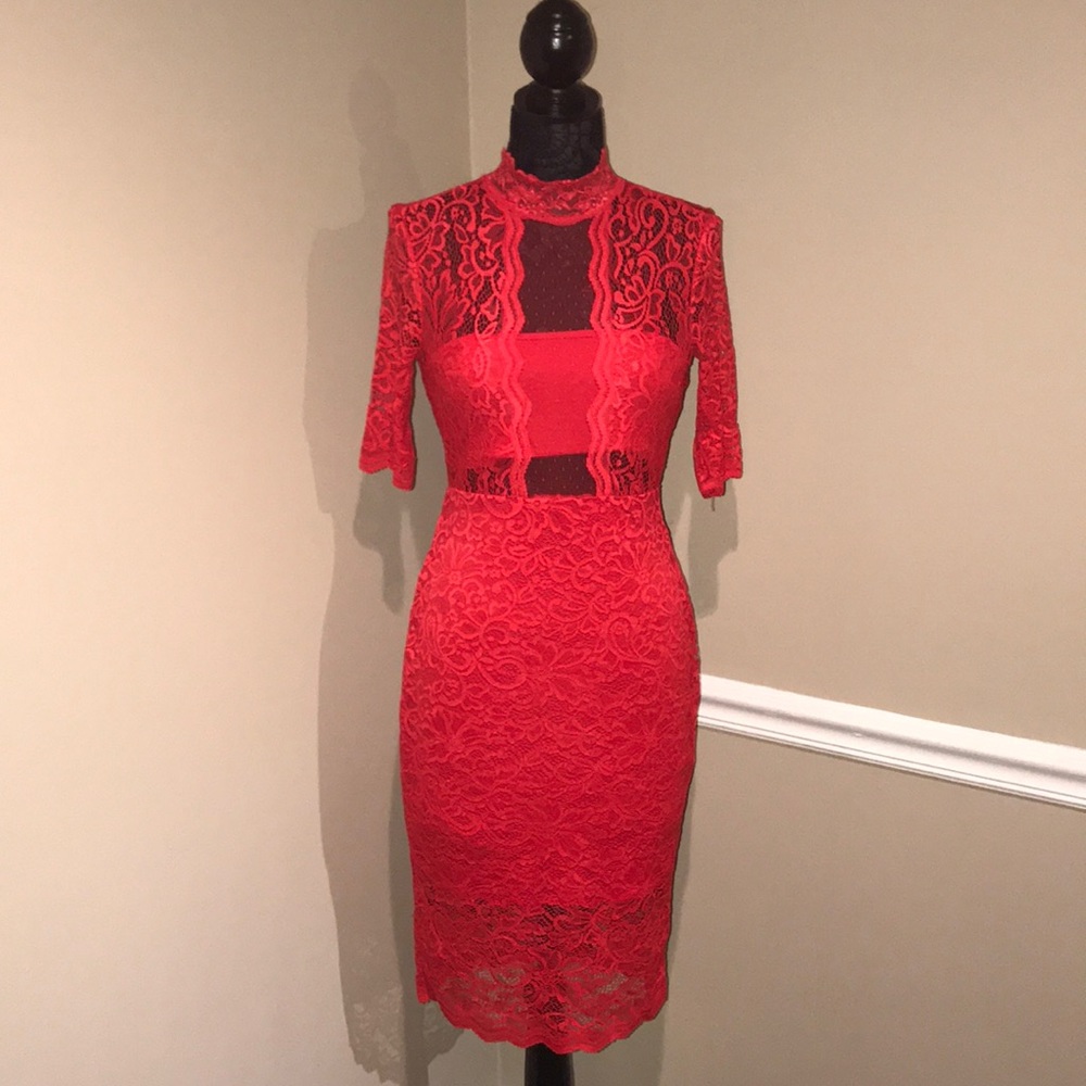 Express Red lace dress